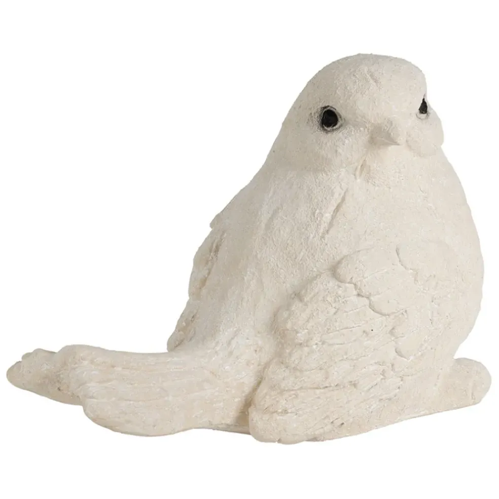 Déco moineau en fibre écru