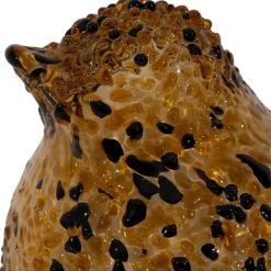 Déco moineau en verre ambre et noir - Serin