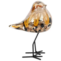 Déco moineau en verre et fer brun - Serin