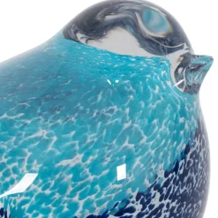 Déco moineau en verre et fer bleu - Serin