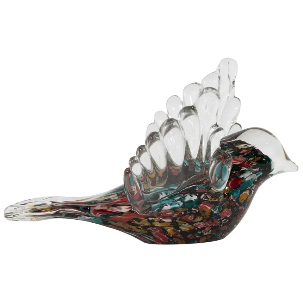 Déco moineau en verre multicolore - Serin