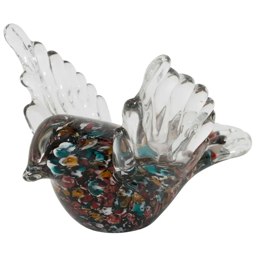 Déco moineau en verre multicolore - Serin