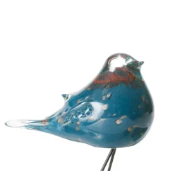 Déco Moineau Serin blanc et bleu 13X8H15cm