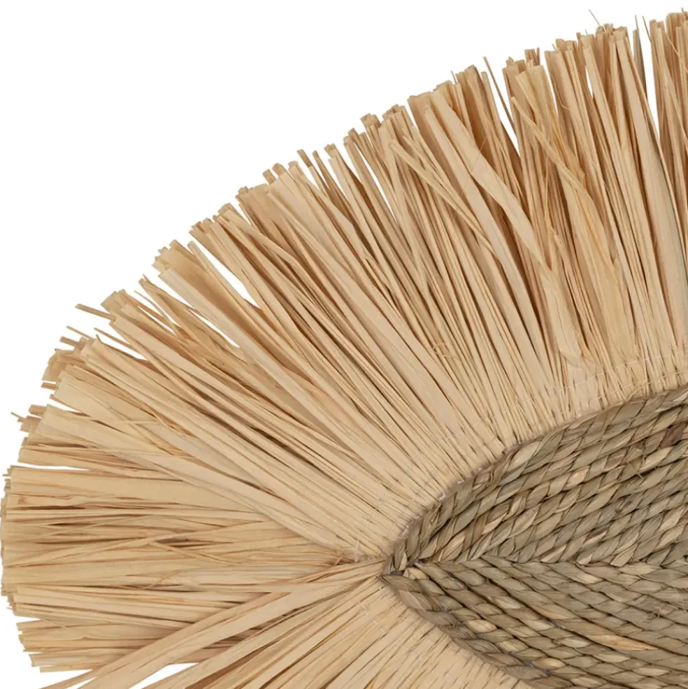Déco murale œil en jonc de mer et coquillage naturel - Cauri