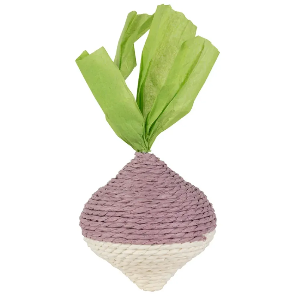 Déco navet en corde mauve et vert - P'tit légume