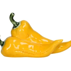 Déco piment en porcelaine jaune