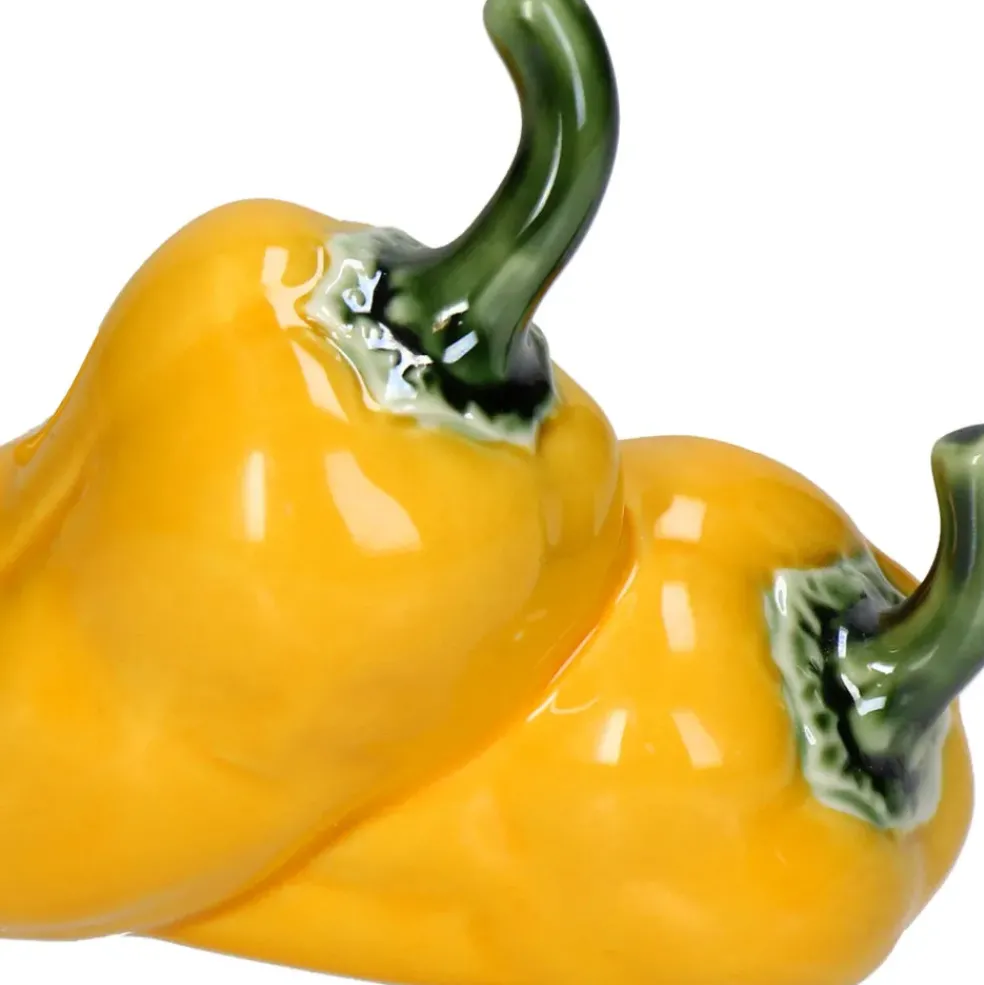Déco piment en porcelaine jaune