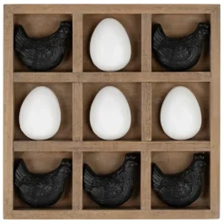 Déco tic tac toe poule et œuf noir et blanc - Campagne