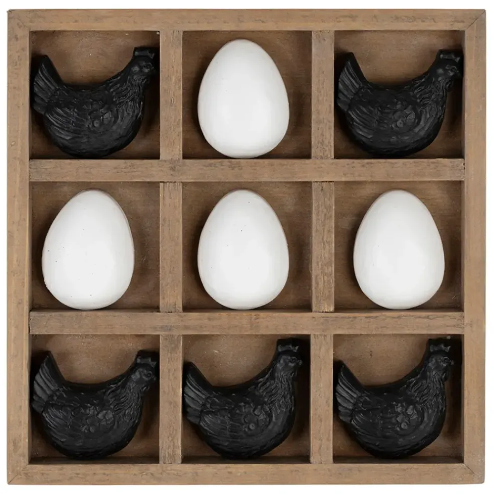 Déco tic tac toe poule et œuf noir et blanc - Campagne