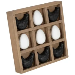 Déco tic tac toe poule et œuf noir et blanc - Campagne