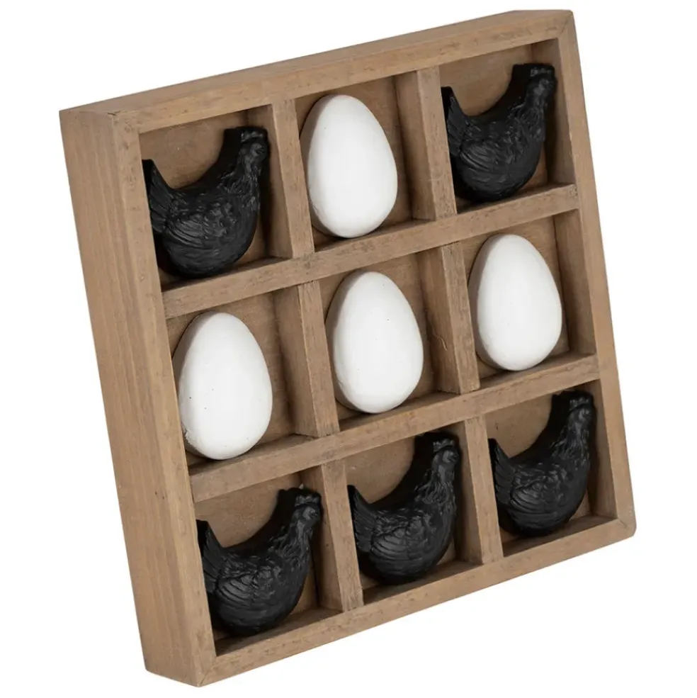 Déco tic tac toe poule et œuf noir et blanc - Campagne