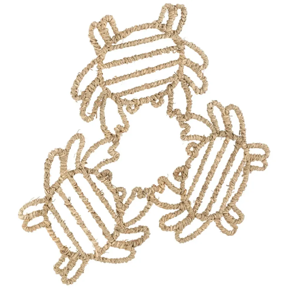 Déco trio de crabes en jonc de mer naturel - borneo