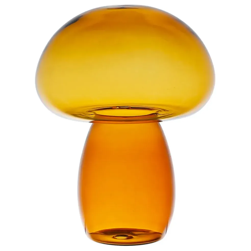 Décoration champignon en verre ambre H15,5cm - Dilacia