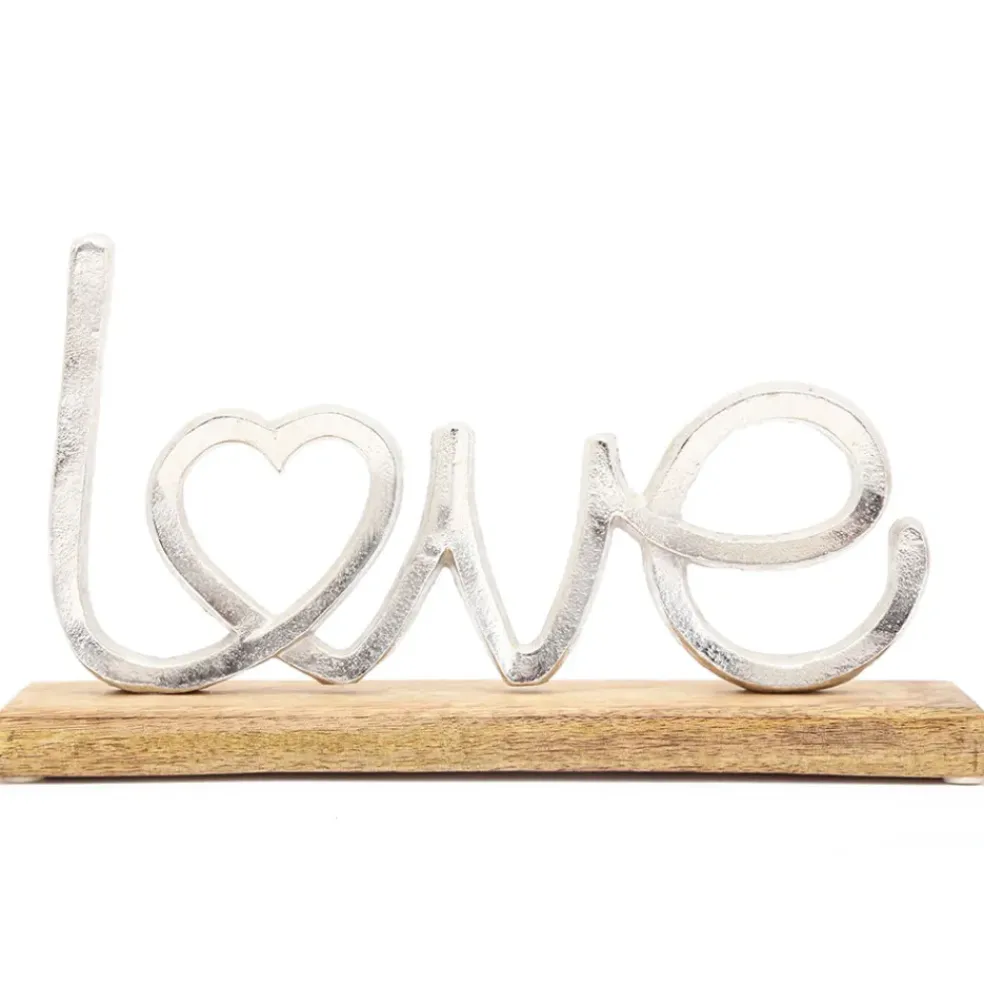 Décoration love sur support en bois naturel 32x5xh19cm