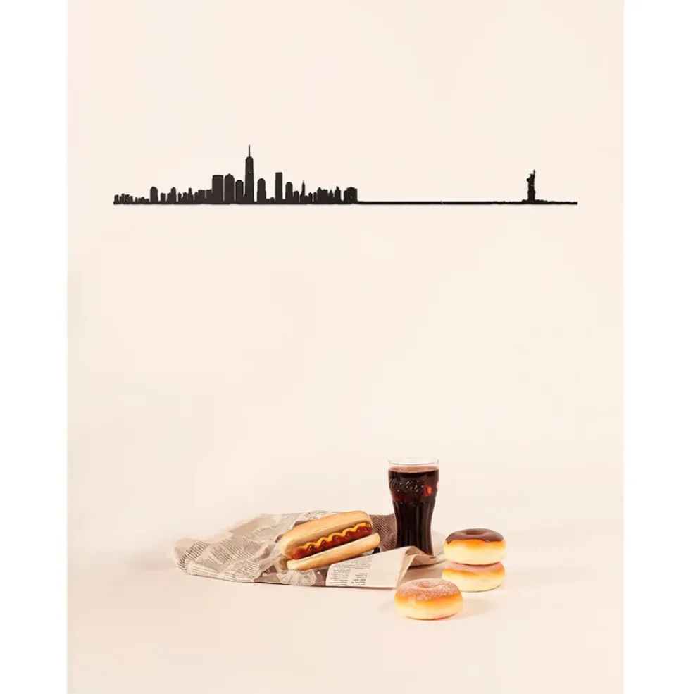 Décoration murale ligne en acier noir NYC L50cm