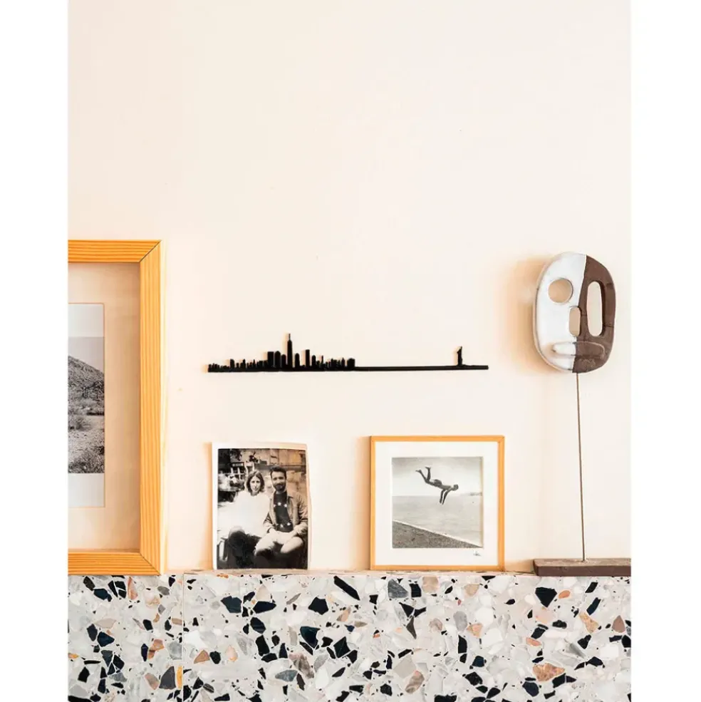 Décoration murale ligne en acier noir NYC L50cm
