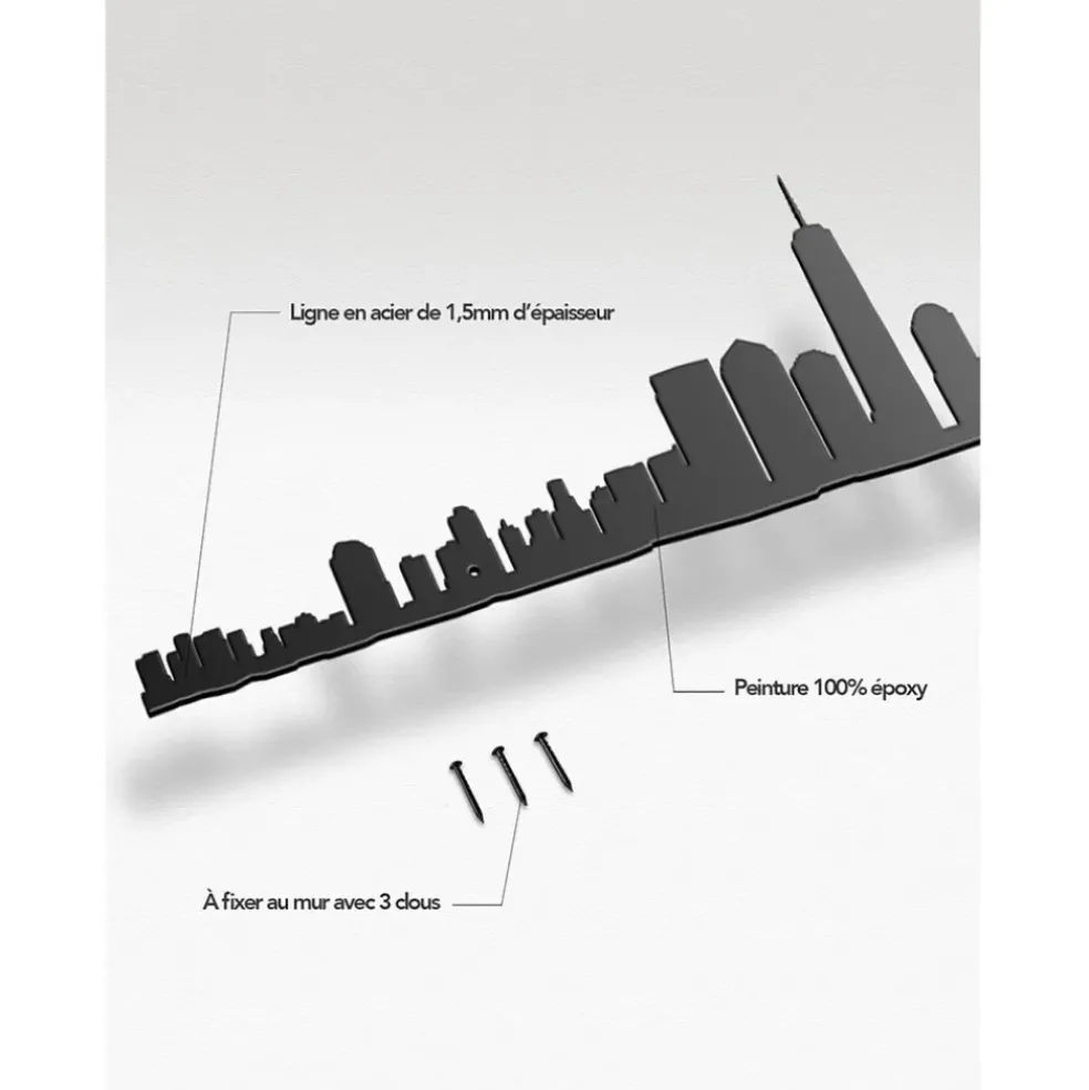 Décoration murale ligne en acier noir NYC L50cm
