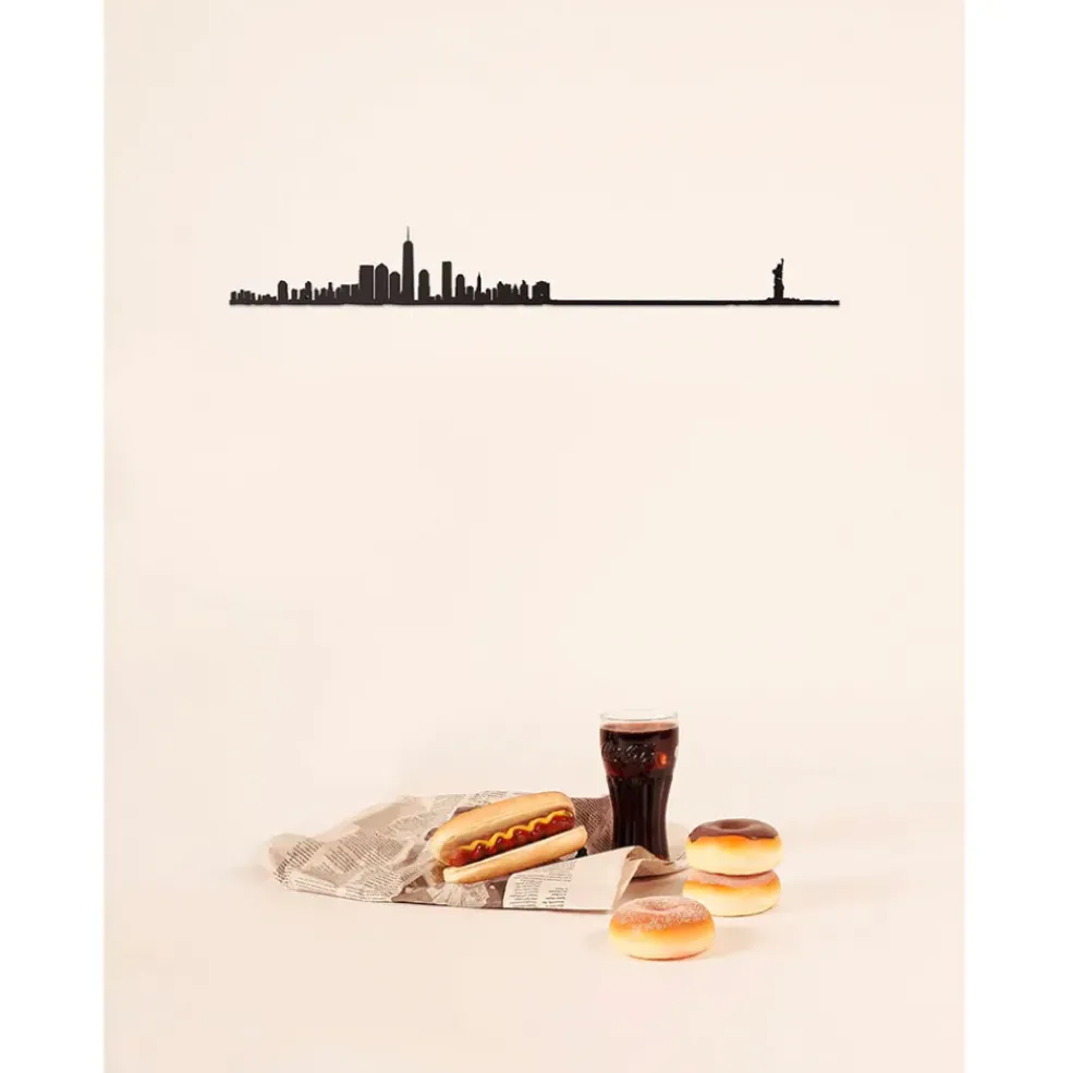 Décoration murale ligne en acier noir NYC L50cm