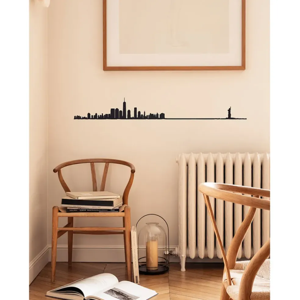 Décoration murale ligne en acier noir NYC L50cm