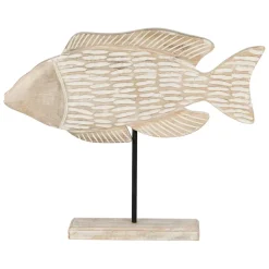 Décoration poisson en manguier et fer blanchi - Amarres