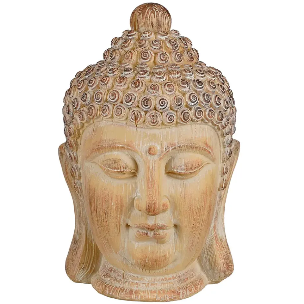 Deco buddha en poly résine taupe h30cm