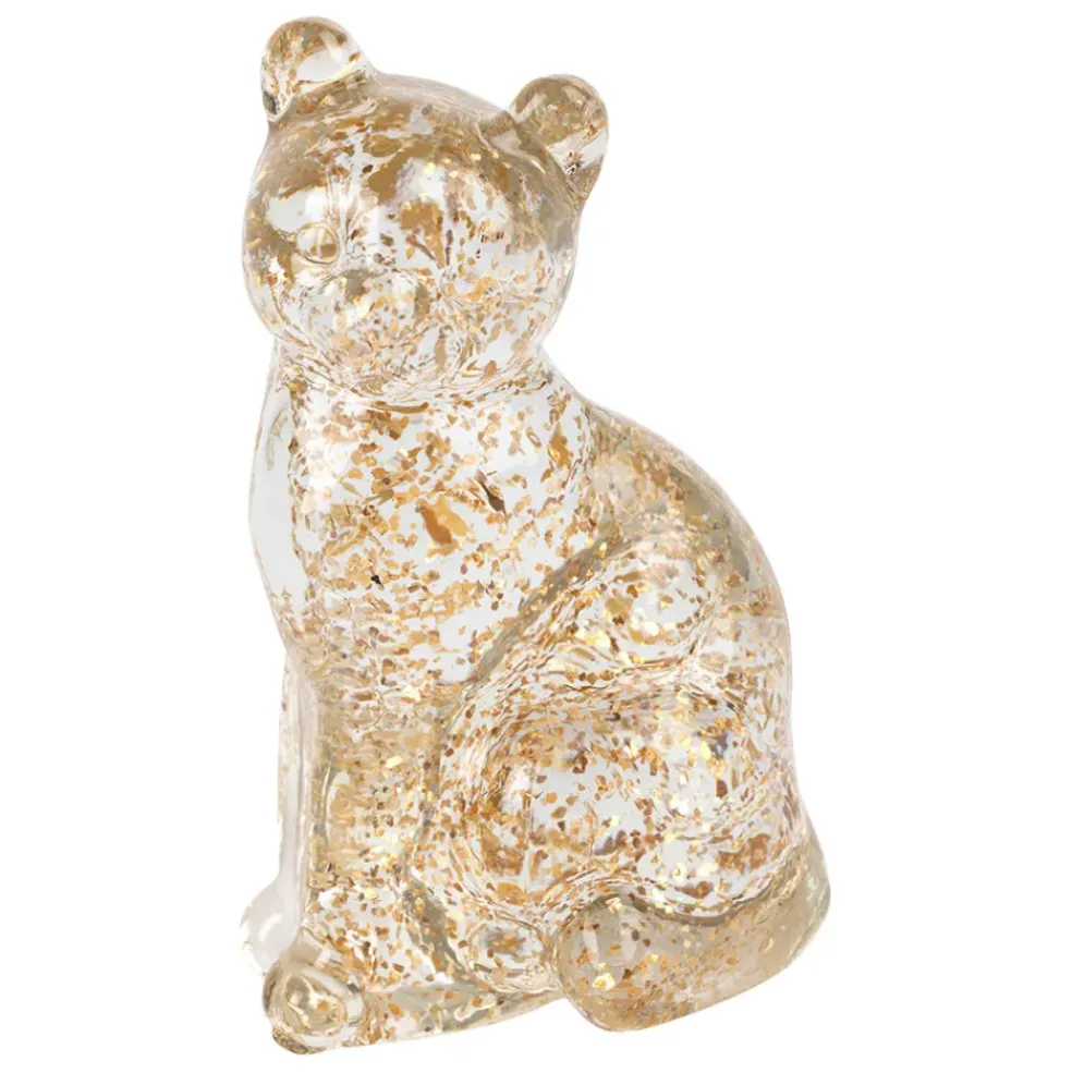 Deco chat en verre doré - Felin