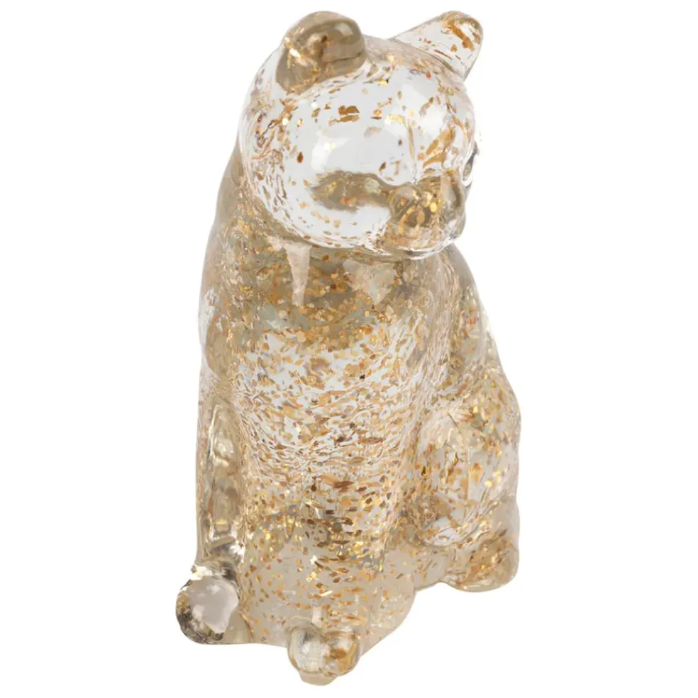 Deco chat en verre doré - Felin