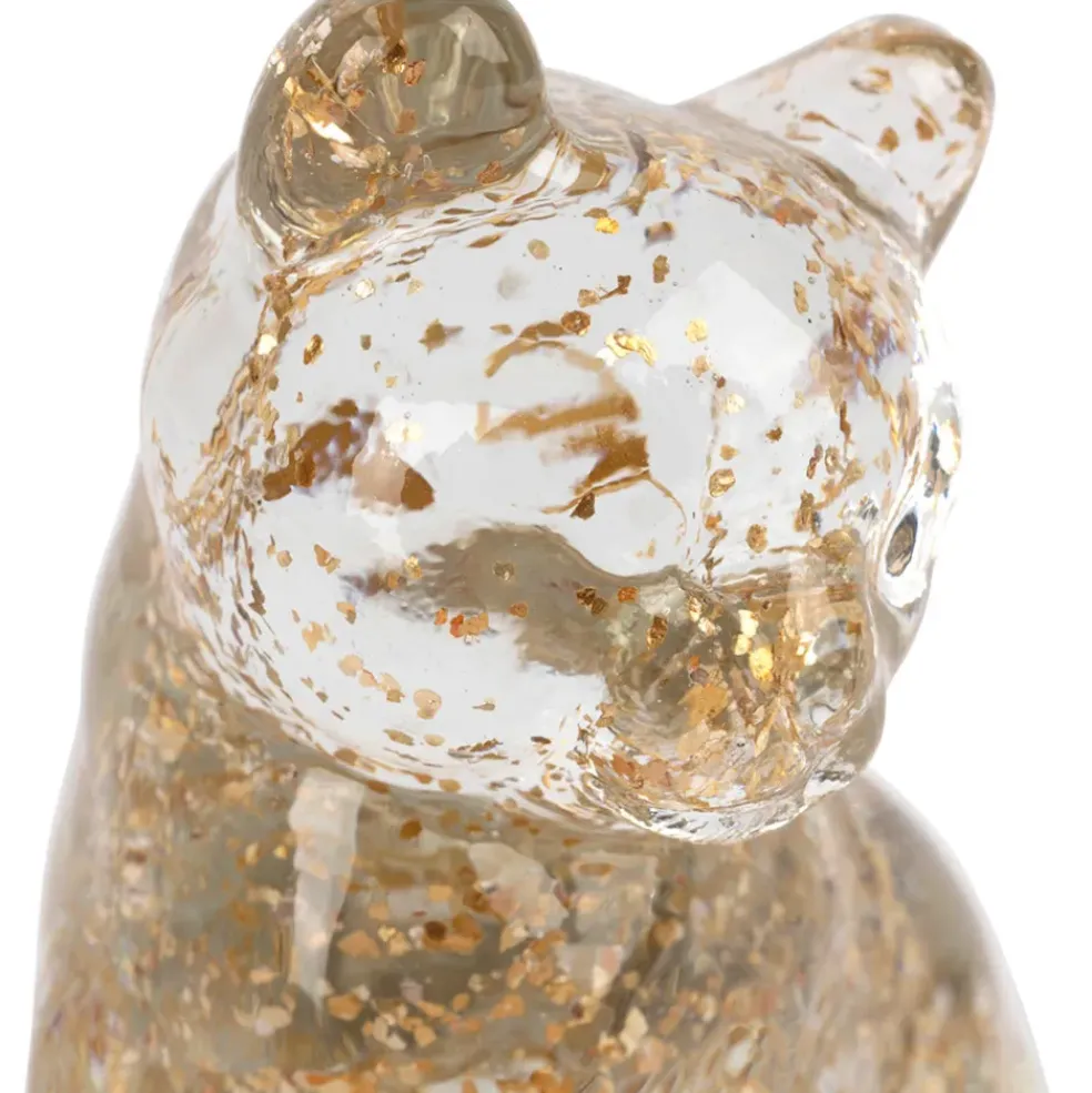 Deco chat en verre doré - Felin