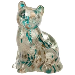 Deco chat en verre émeraude et doré - Félin