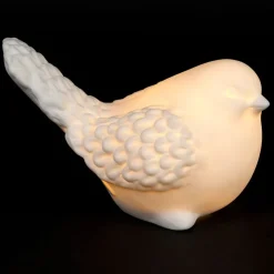 Deco led oiseau en grès blanc - Ilobo