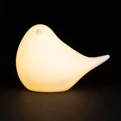 Deco led oiseau en porcelaine blanc h7cm - Ilobo