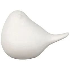 Deco led oiseau en porcelaine blanc h11cm - Ilobo