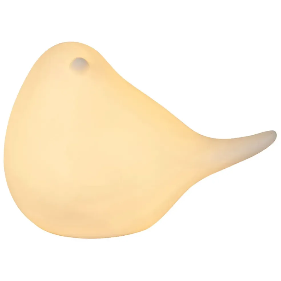Deco led oiseau en porcelaine blanc h11cm - Ilobo