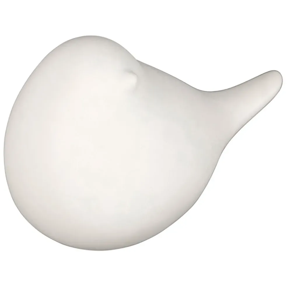 Deco led oiseau en porcelaine blanc h11cm - Ilobo