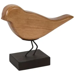 Deco moineau en bois naturel et noir - Campagne