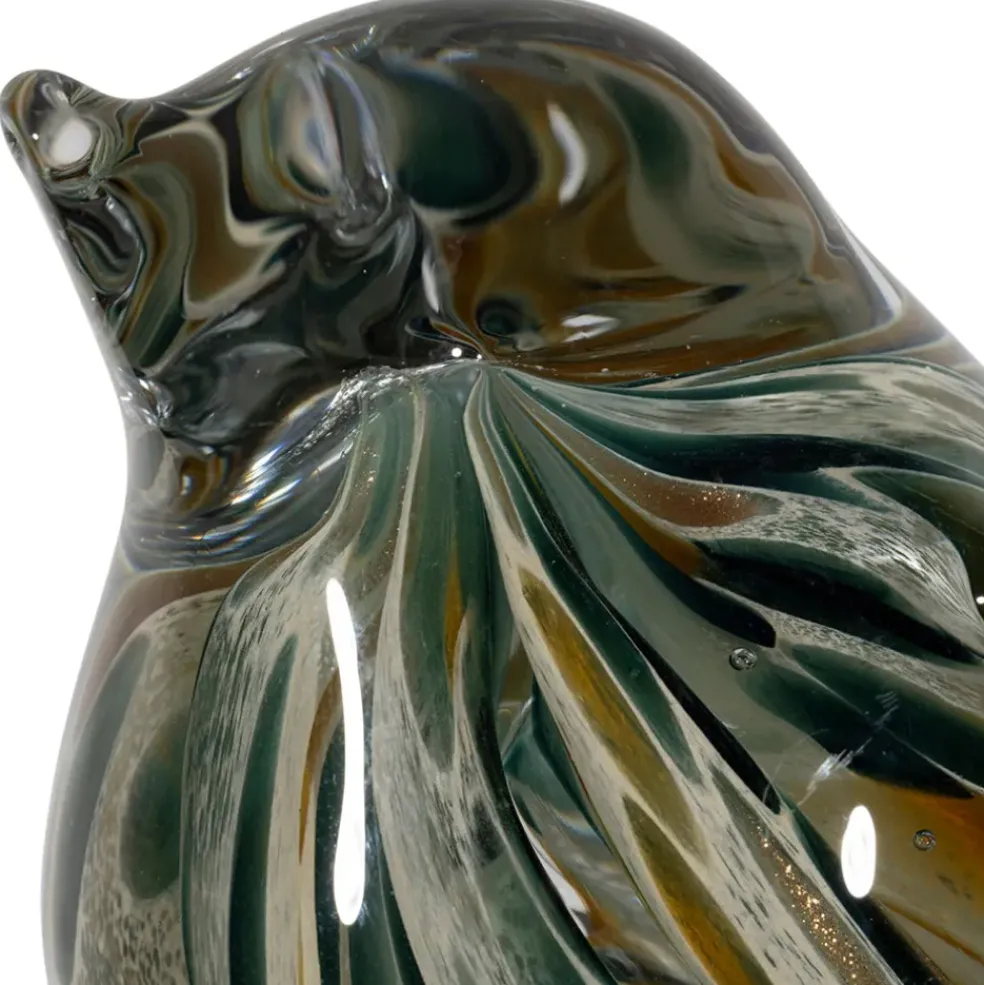 Deco moineau en verre émeraude et doré - Serin