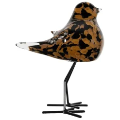 Deco moineau en verre noir et camel - Serin