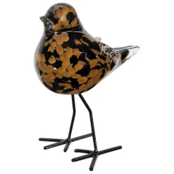 Deco moineau en verre noir et camel - Serin