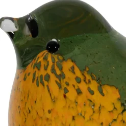 Deco moineau en verre vert et jaune - Serin