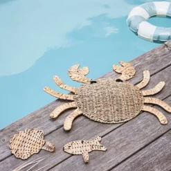 Deco murale crabe en jonc de mer naturel - Eté A La Mer