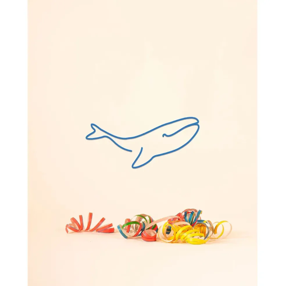 Deco murale en acier bleu 30x15cm - Baleine