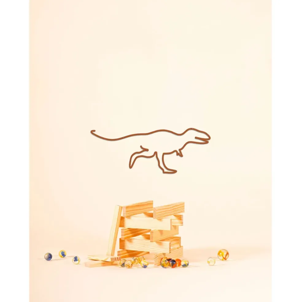 Deco murale en acier marron 30x15cm - Tyrannosaure