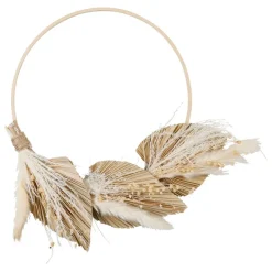 Deco murale palmier naturel d30cm en fleurs sechees et saule