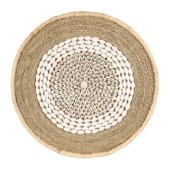 Deco murale rosace en coquillage naturel et blanc - Cauri