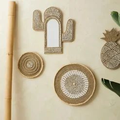 Deco murale rosace en coquillage naturel et blanc - Cauri