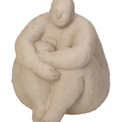 Decoration femme polyresine beige d14.5xh16.5cm