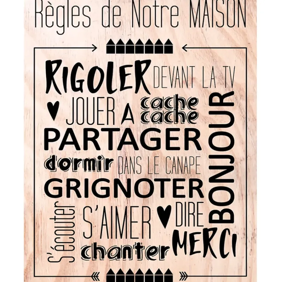 Decoration murale wording regles maison 30x40