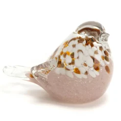 Decoration oiseau en verre mouchete rose - sulfure