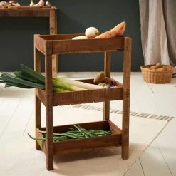 Desserte 3 niveaux en bois recyclé naturel h70cm - Campagne