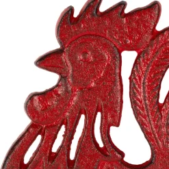 Dessous de plat coq en fonte rouge - Basse-Cour